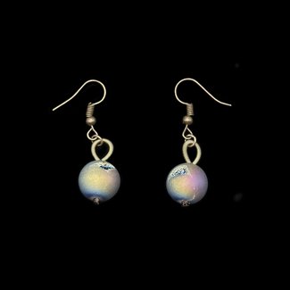 Sea Lily Sea Lily Bronze Piano Wire with Iridescent Geode Stones Earring
