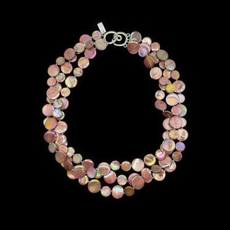 Sea Lily Sea Lily Salmon 3 Strand Mother of Pearl Necklace