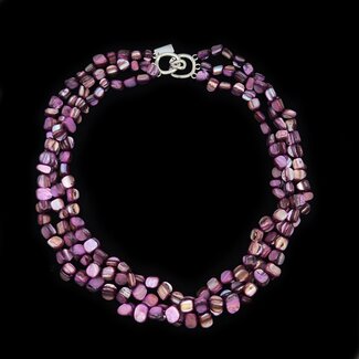 Sea Lily Sea Lily Purple Nugget 3 Strand Mother of Pearl Necklace