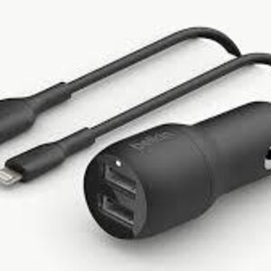 Belkin BOOST↑CHARGE™ Dual USB-A Car Charger 24W + USB-A to Lightning Cable