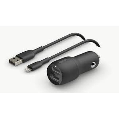 Belkin BOOST↑CHARGE™ Dual USB-A Car Charger 24W + USB-A to Lightning Cable