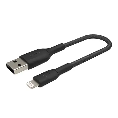 Belkin BoostCharge Braided Lightning to USB-A Cable (15cm / 6in, Black) Belkin BoostCharge Braided Lightning to USB-A Cable (15cm / 6in, Black)