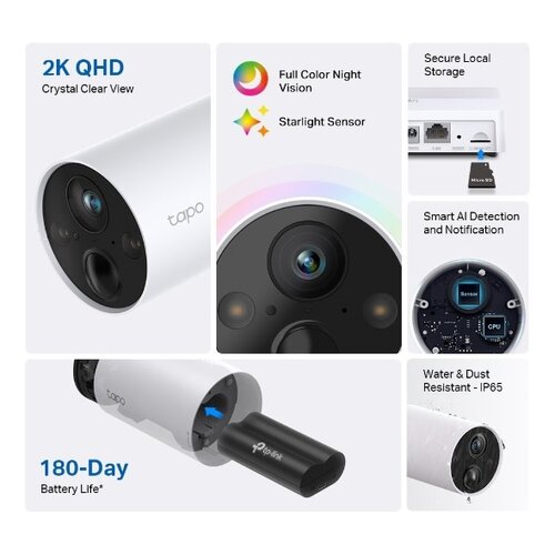 TP-Link Tapo C420S2 Smart Wire-Free Security Camera System, 2-Camera System