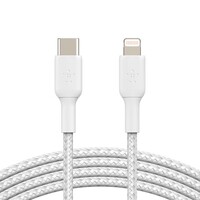 BoostCharge Braided USB-C to Lightning Cable (1m / 3.3ft, White)