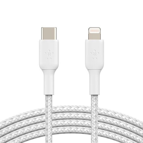 Belkin BoostCharge Braided USB-C to Lightning Cable (1m / 3.3ft, White)