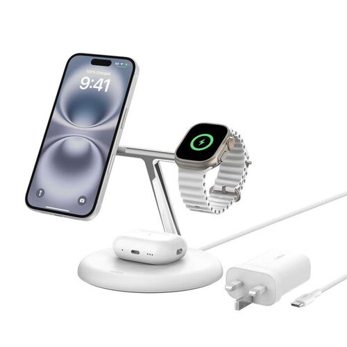 Belkin BoostCharge Pro 3-in-1 Magnetic Wireless Charging Stand with Qi2 15W Belkin BoostCharge Pro 3-in-1 Magnetic Wireless Charging Stand with Qi2 15W