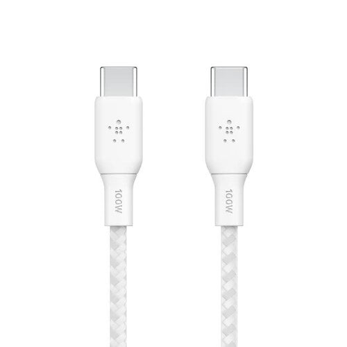 Belkin BoostCharge Braided USB-C to USB-C Cable 100W 2M White