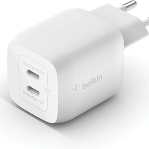 Belkin BoostCharge Pro Dual USB-C GaN Wall Charger with PPS 45W White