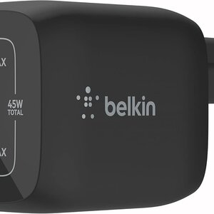 Belkin BoostCharge Pro Dual USB-C GaN Wall Charger with PPS 45W Black