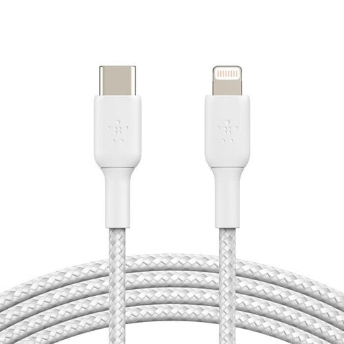 Belkin BoostCharge Pro Braided USB-C to Lightning Cable (2m / 6.6ft, White)