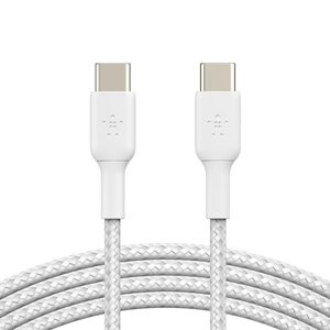 Belkin BoostCharge Braided USB-C to USB-C Cable 60W 2M White Belkin BoostCharge Braided USB-C to USB-C Cable 60W 2M White