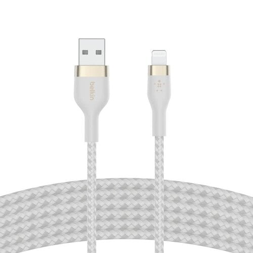 Belkin BoostCharge Pro Flex USB-A Cable with Lightning Connector 3M White