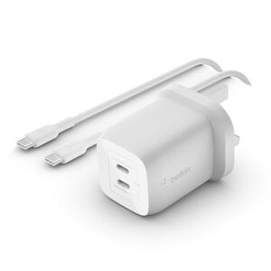 Belkin BoostCharge Pro Dual USB-C® GaN Wall Charger with PPS 65W + USB-C to USB-C Cable