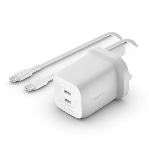 Belkin BoostCharge Pro Dual USB-C® GaN Wall Charger with PPS 65W + USB-C to USB-C Cable