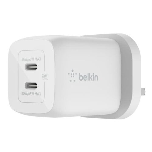 Belkin BoostCharge Pro Dual USB-C GaN Wall Charger with PPS 65W