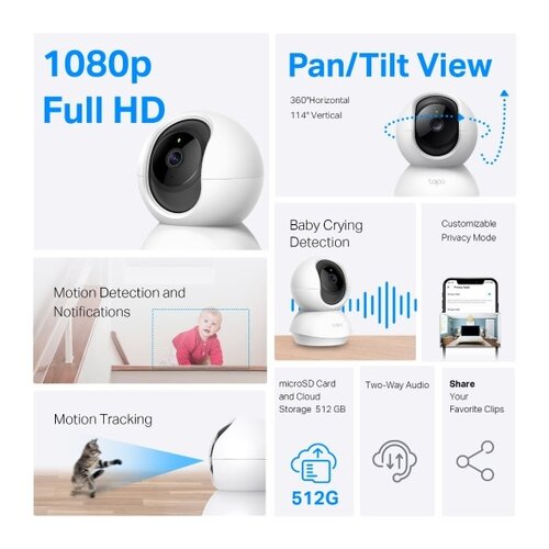 TP-Link Pan/Tilt Home Security Wi-Fi Camera 1080p