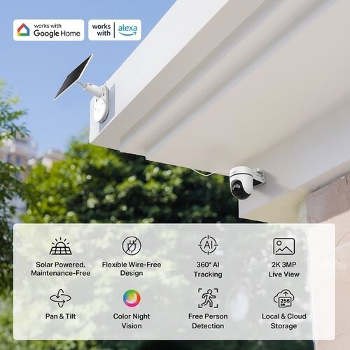 Solar-Powered Pan/Tilt Security Camera Kit