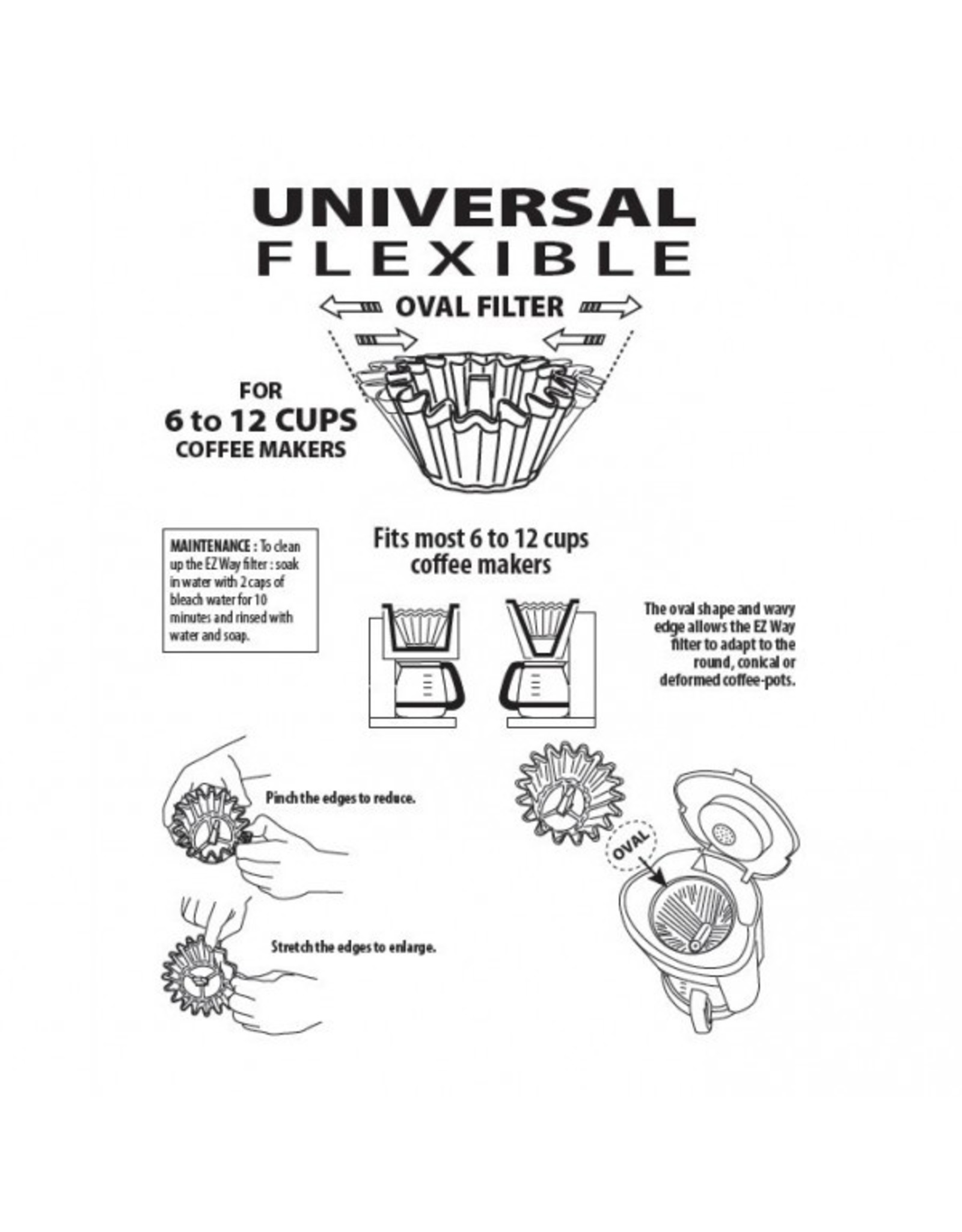 FILTRE À CAFÉ OVALE RÉUTILISABLE (6 à 12 tasses)