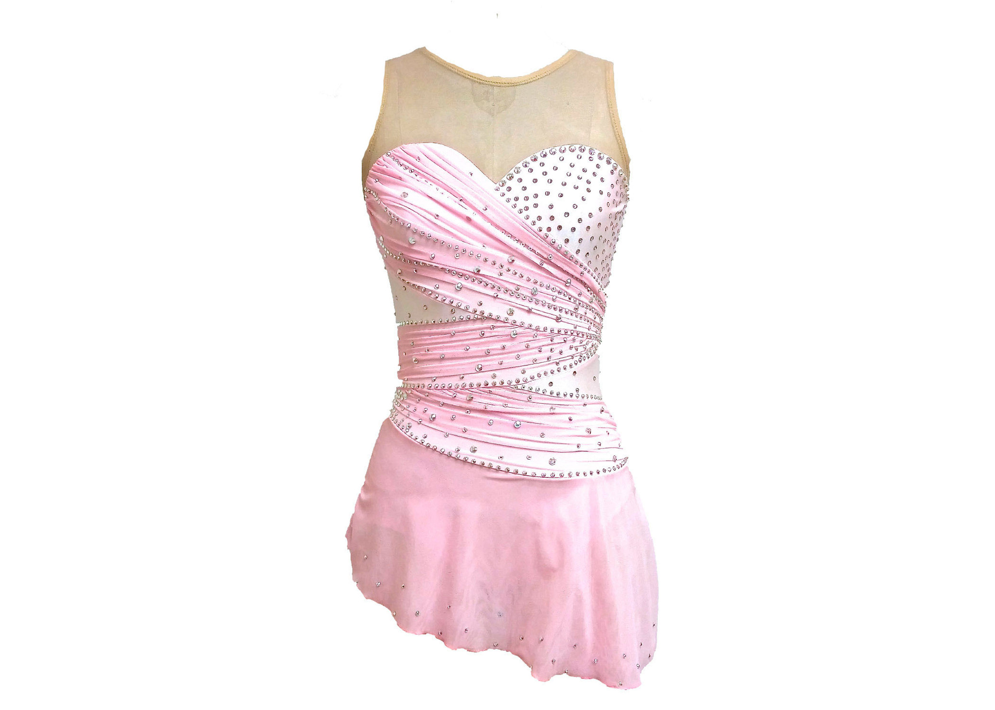 Sweetheart Neckline Figure Skating Dress With Asymmetrical Rushing