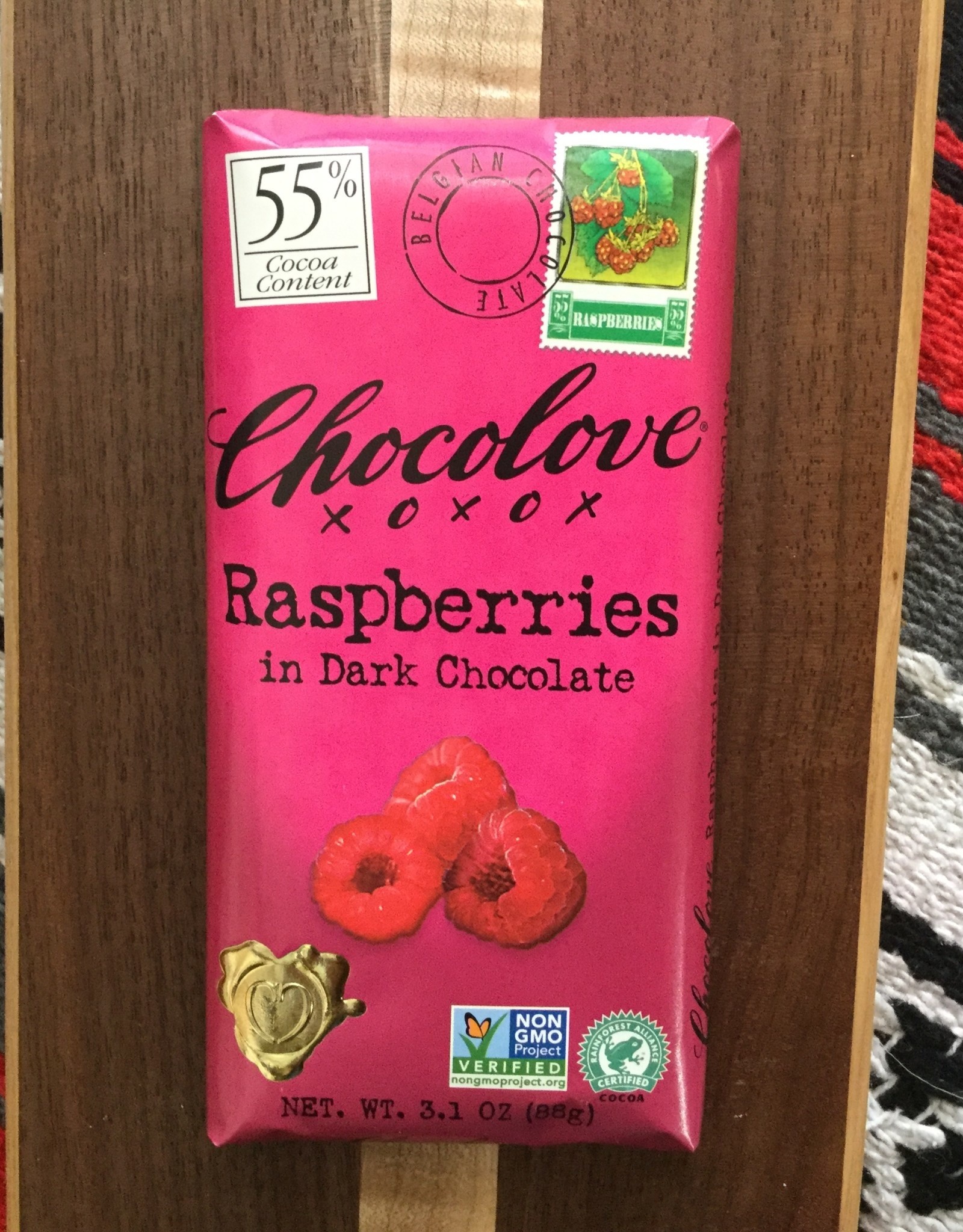 Chocolove Raspberries in Dark Chocolate Bar