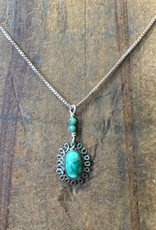 Turquoise Scroll Pendant, 18” chain