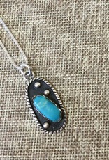 Off-Center Turquoise Pendant, 16" chain