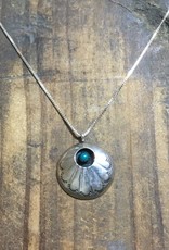 Necklace, Native American sterling turquoise Shadowbox large