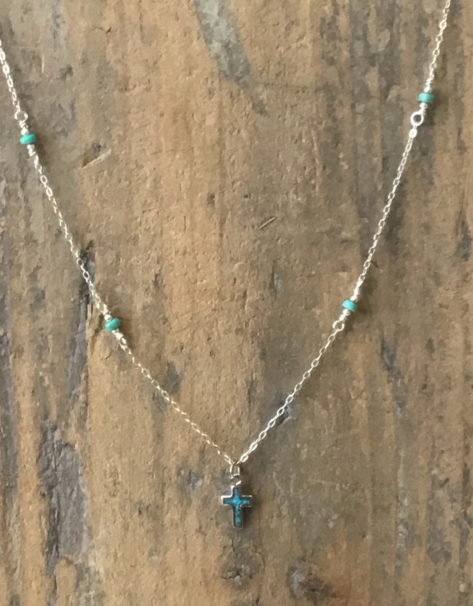 Min*Designs Turquoise Inlay Cross Necklace