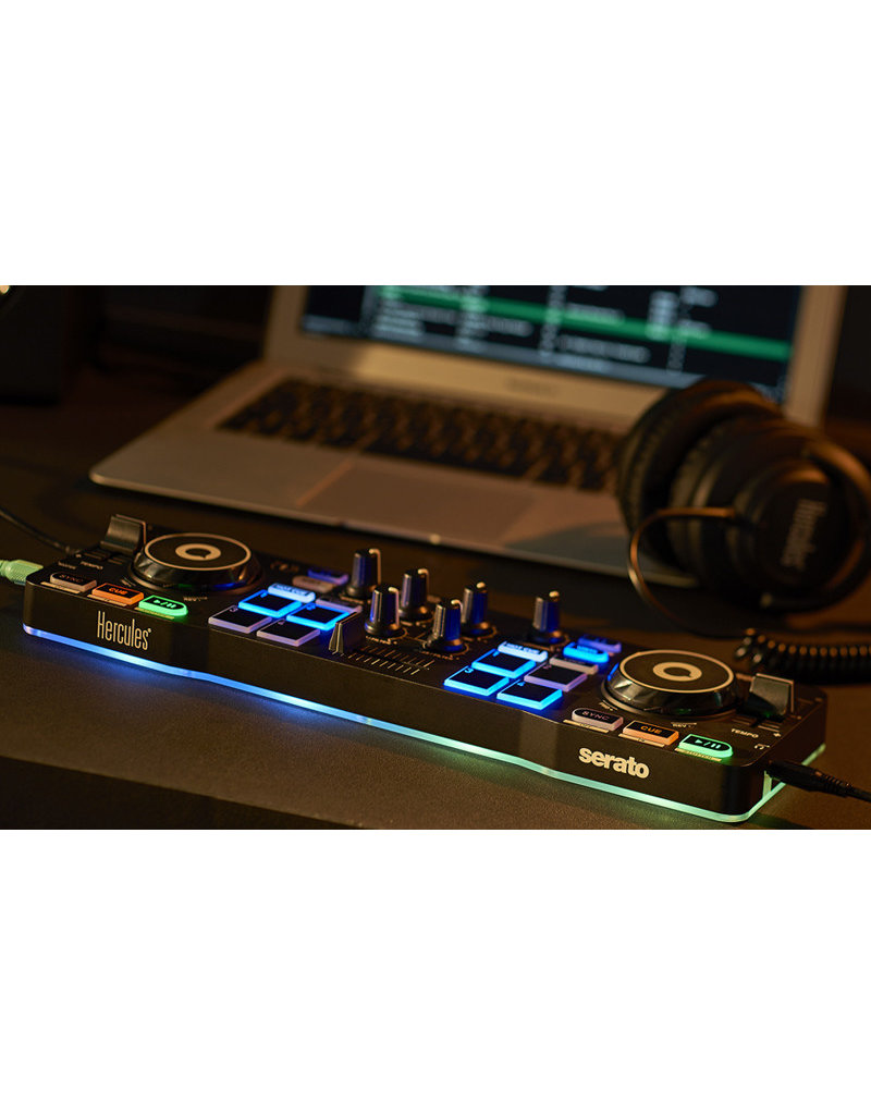  Hercules DJ DJControl Starlight  Pocket USB DJ Controller with  Serato DJ Lite, Touch-Sensitive Jog Wheels, Built-in Sound Card and  Built-in Light Show : Musical Instruments