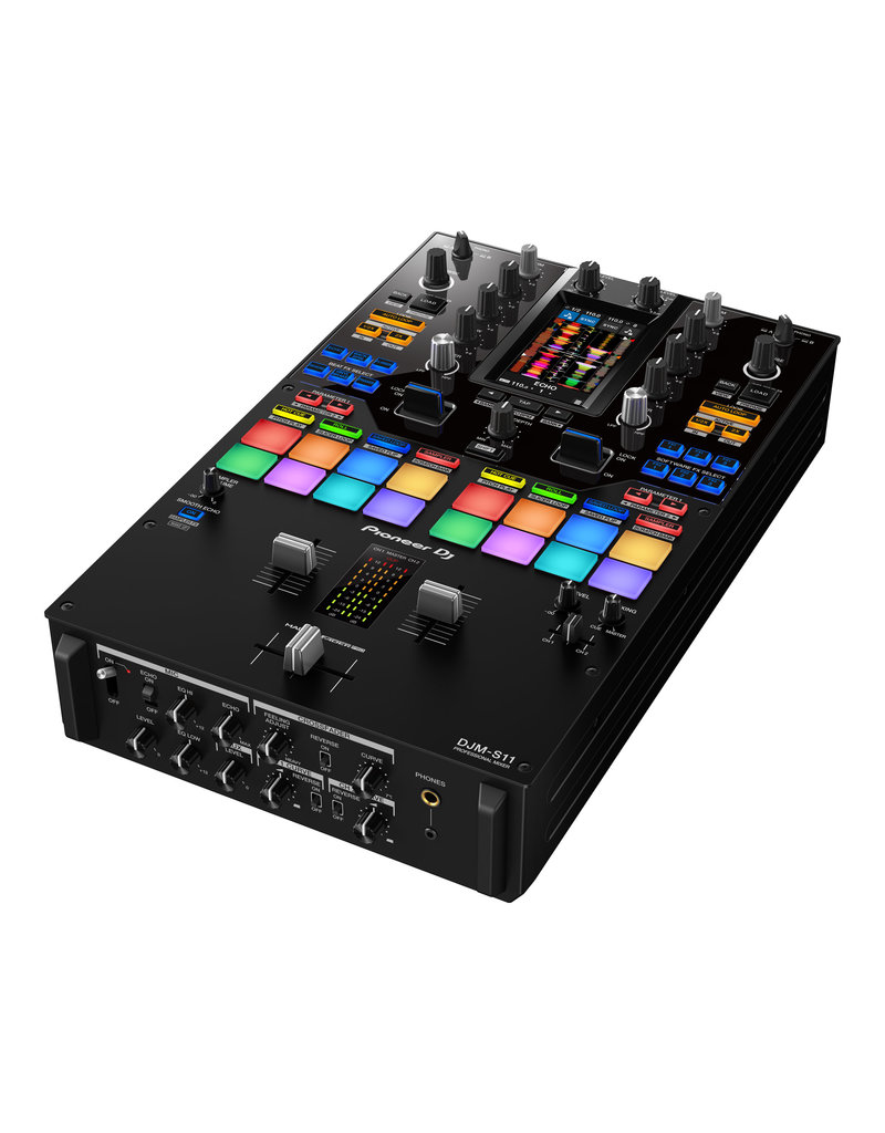 DJM-S11: 2-channel DJ Mixer with Dual USB Audio Interfaces, 16 Performance Pads and Effects Controls for Serato DJ, Onboard EQ/Filtering, and Magvel Pro Adjustable Crossfader- Pioneer DJ