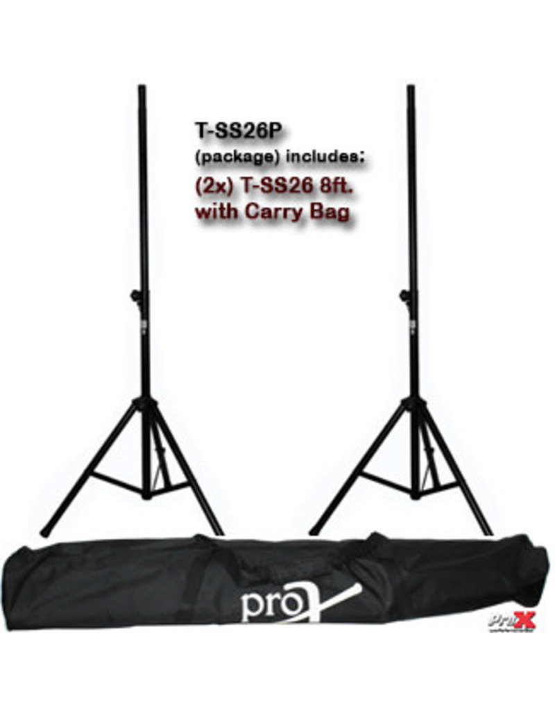 ProX ProX All Metal 8' Speaker Stand Set of 2 with Carrying Case (T-SS26P)