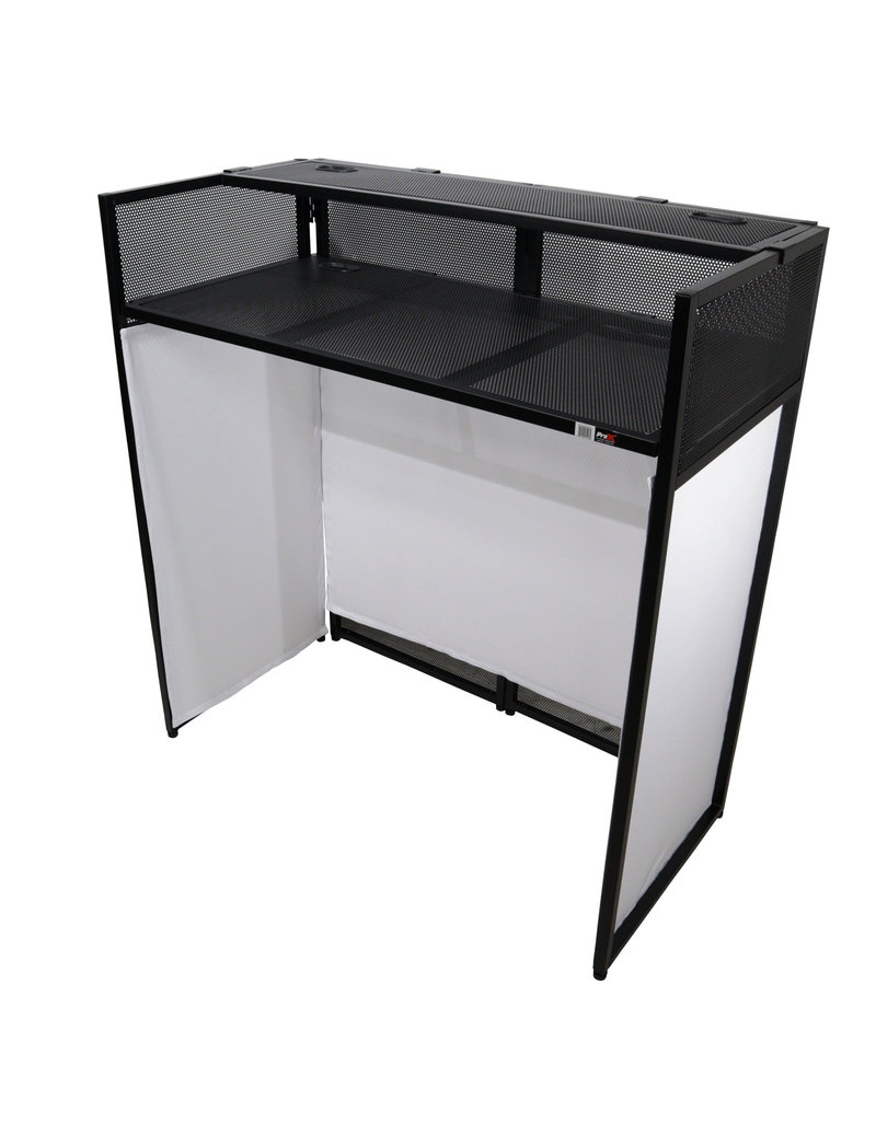 ProX ProX VISTA DJ Booth Facade Table Station with White/Black Scrim kit and Padded Travel Bag (XF-VISTA BL MK2)