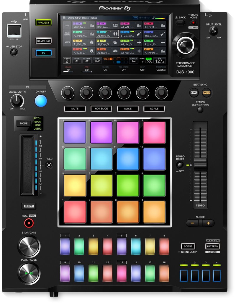 DJS-1000 Standalone DJ Sampler with 16-step Sequencer, 16 Performance Pads, Touch Strip, Built-in Effects, and 7" Color Touchscreen - Pioneer DJ