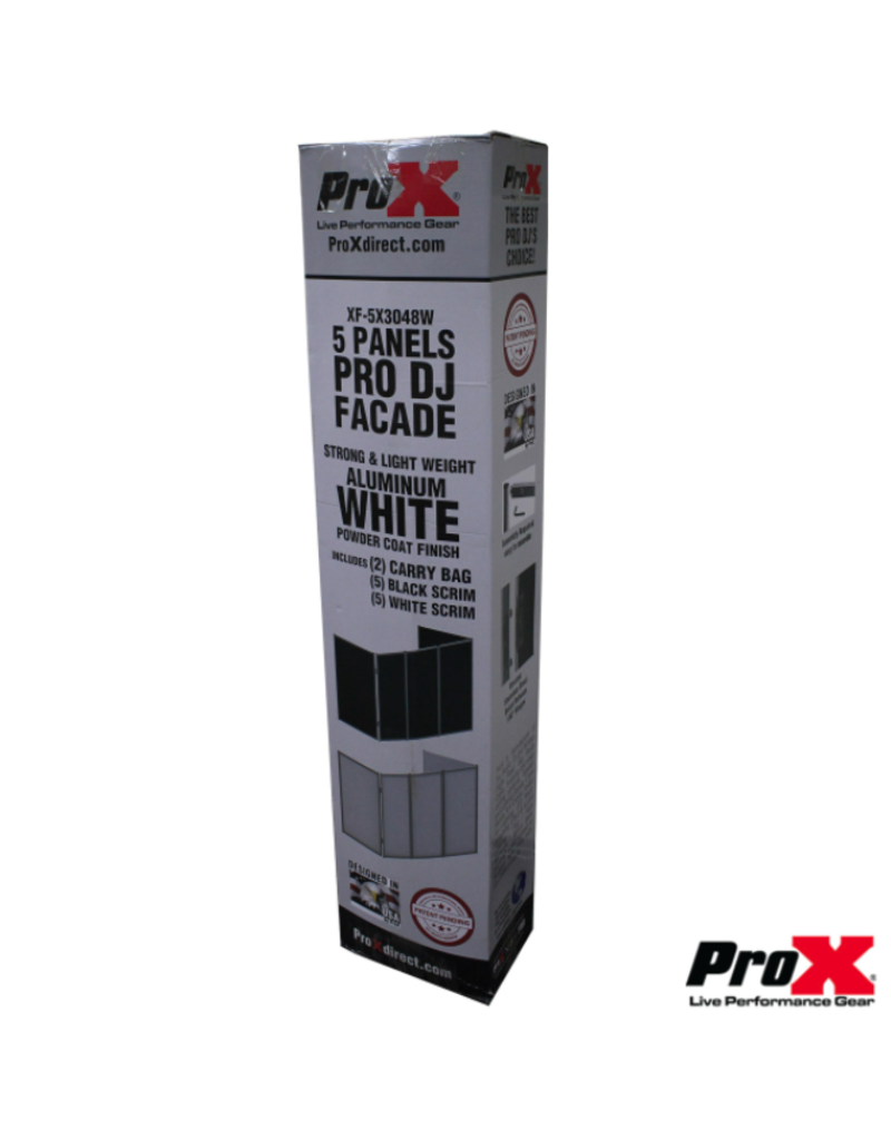 ProX ProX 5 Panel White Frame DJ Facade with Quick Release 180° Hinges  (XF-5X3048W)