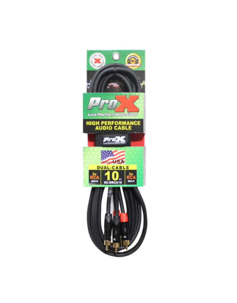 ProX 10 Ft. Unbalanced Dual RCA-M to Dual RCA-M High Performance Audio Cable  - Mile High DJ Supply