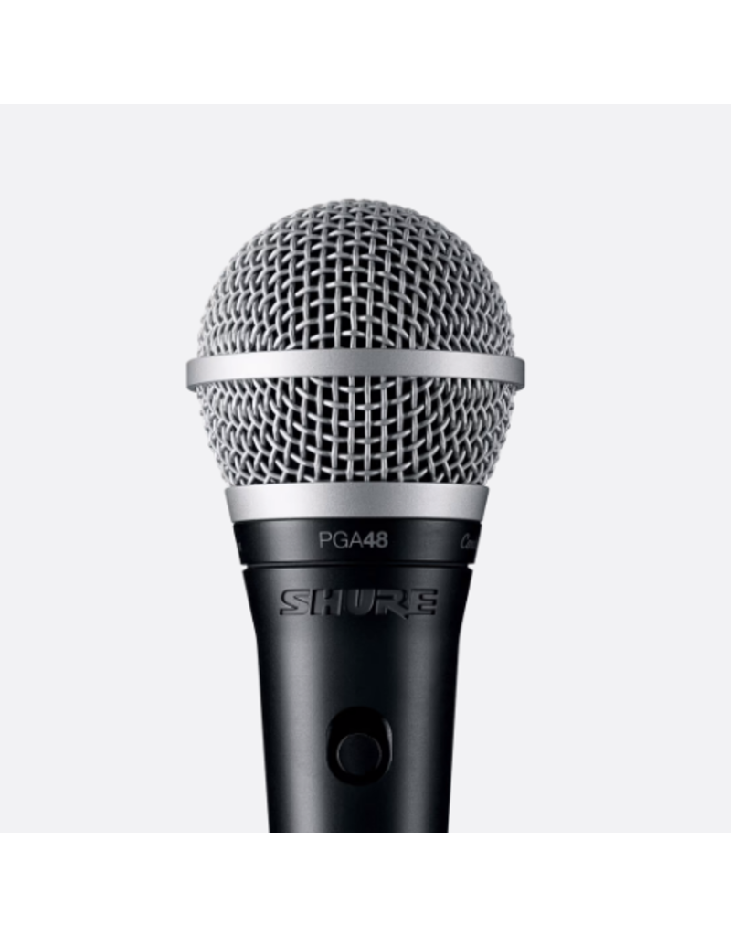 Shure PGA48-LC Cardioid Dynamic Vocal Microphone w/ Clip, Stand Adapter, and Pouch - No Cable