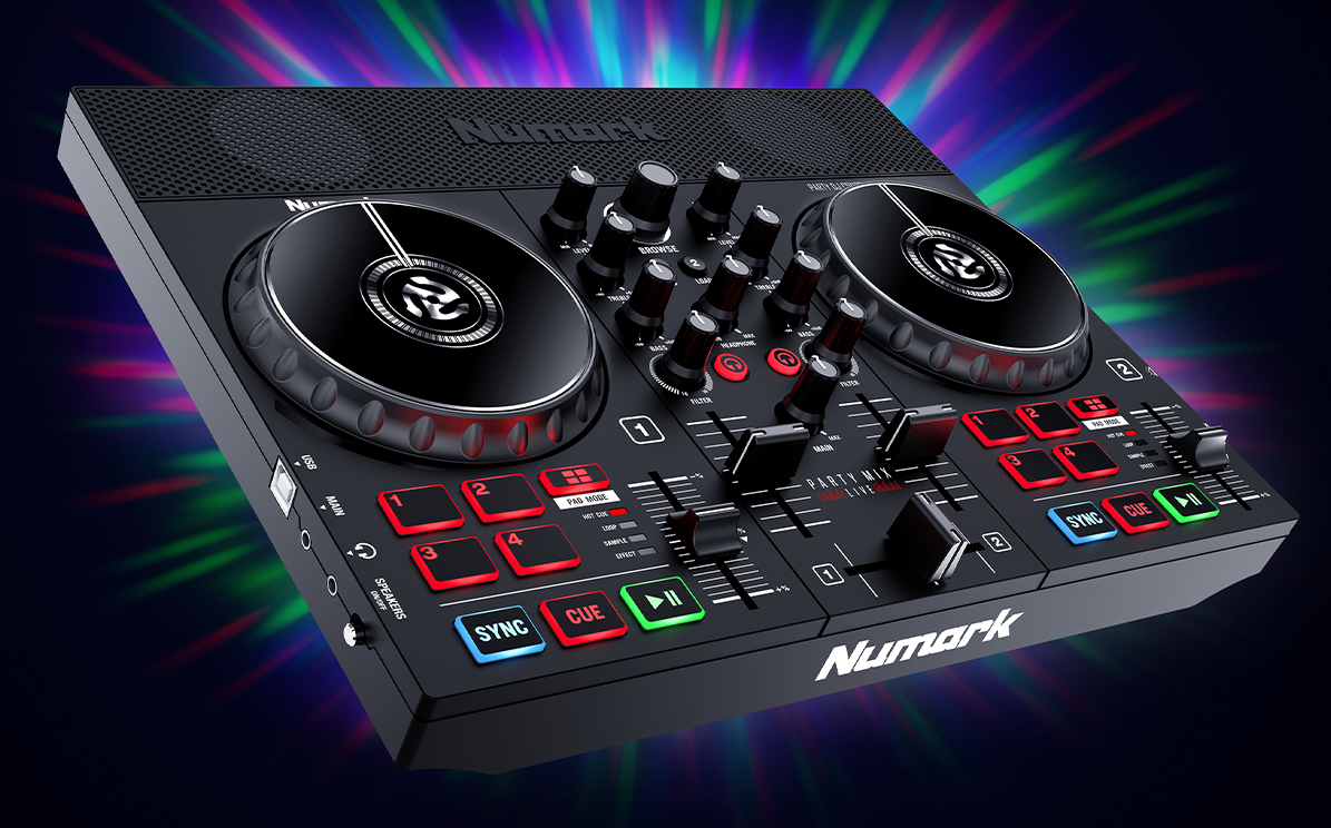 Numark PARTY MIX LIVE DJ Controller with Speaker and Lights - Mile