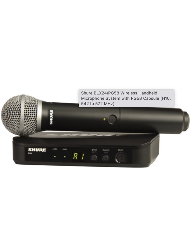 Shure BLX24/PG58-H10 Wireless Handheld Microphone System with PG58