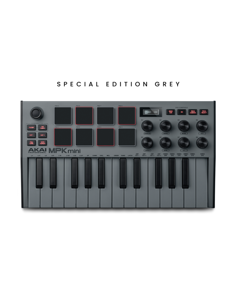 Akai MPK Mini MK3 25-Key MIDI Controller: Special Edition Gray 