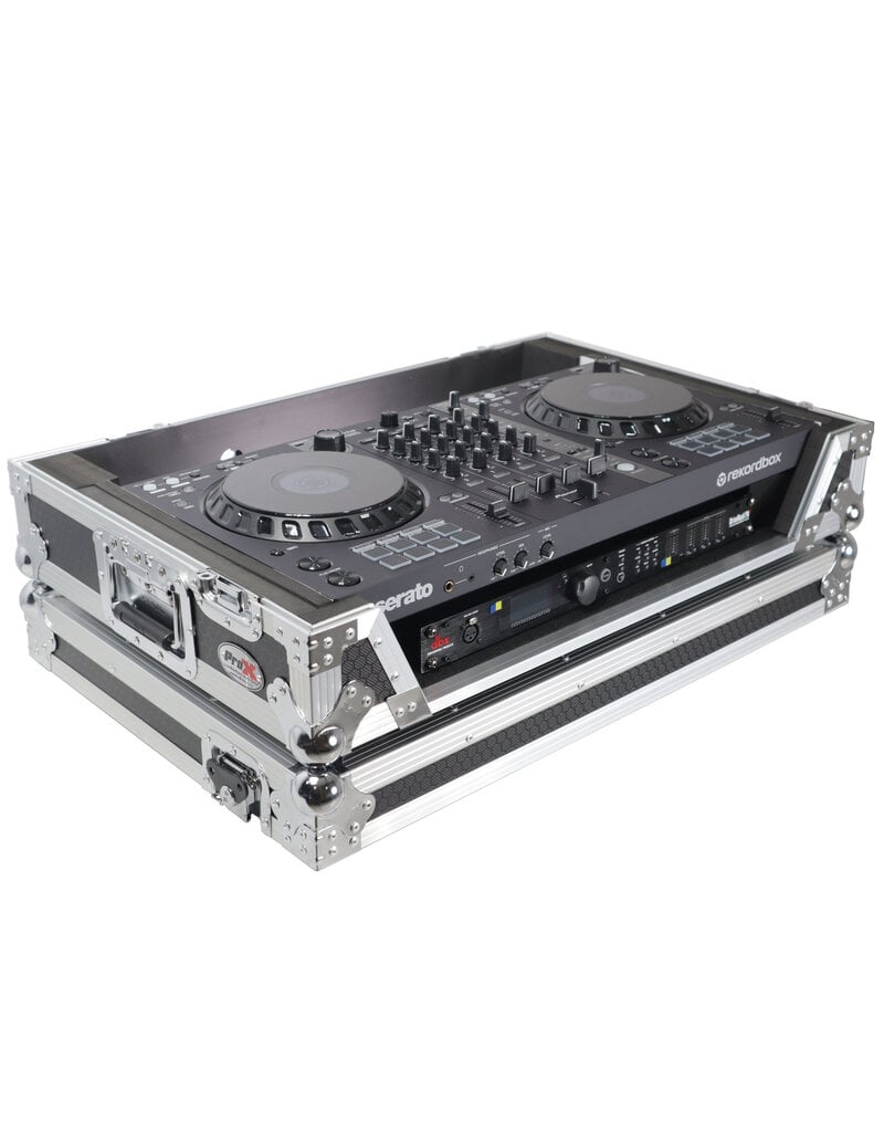 ProX ProX ATA Flight Case for DDJ-FLX6 DJ Controller w/ 1U Rack Space + Wheels Black/Silver (XS-DDJFLX6 W)