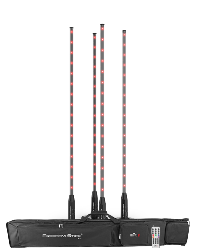 Chauvet DJ Chauvet Freedom Stick X4: Bundle of 4 Free-Standing Battery-Powered LED Array Lights