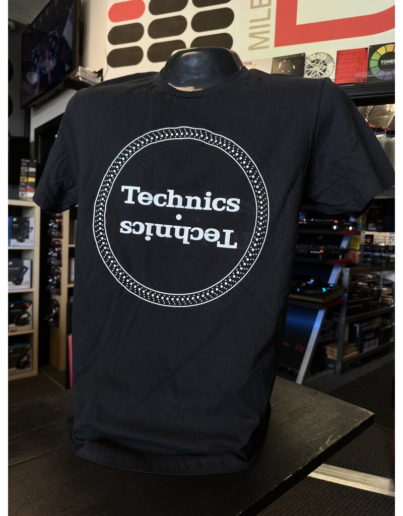 Mile High DJ Supply Platter T-Shirt: White on Black
