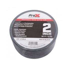 ProX ProX 2 Inch 36FT 12YD Matte Black Commercial Grade Gaffer Tape Pros Choice Non-Residue (XGF-212BLK)