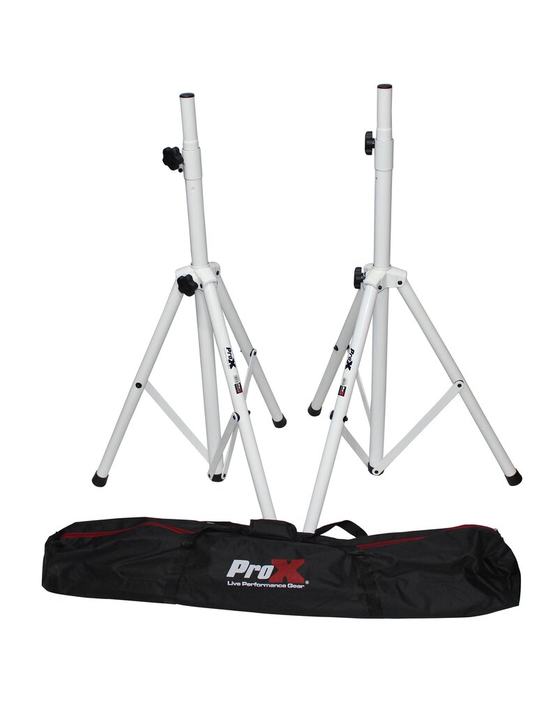 ProX ProX Heavy-Duty All Metal Speaker WHITE Tripod Stand SET OF TWO 4-7 ft. (44"-84") Cloud Series (T-SS28P)