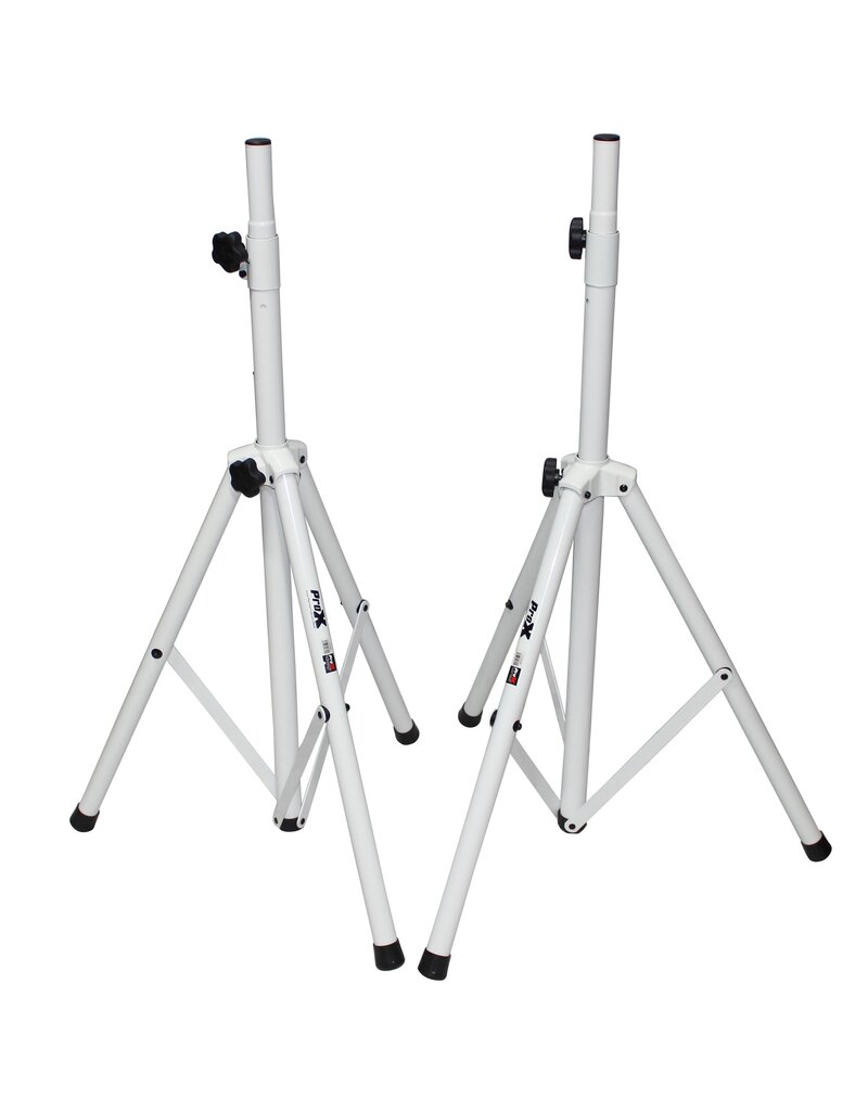 ProX ProX Heavy-Duty All Metal Speaker WHITE Tripod Stand SET OF TWO 4-7 ft. (44"-84") Cloud Series (T-SS28P)