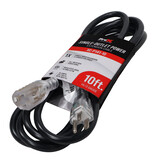 ProX ProX 10' Ft. 120VAC NEMA 15 Male to 3 Outlet Female Power-Extension Cord 14 AWG (P141-10)