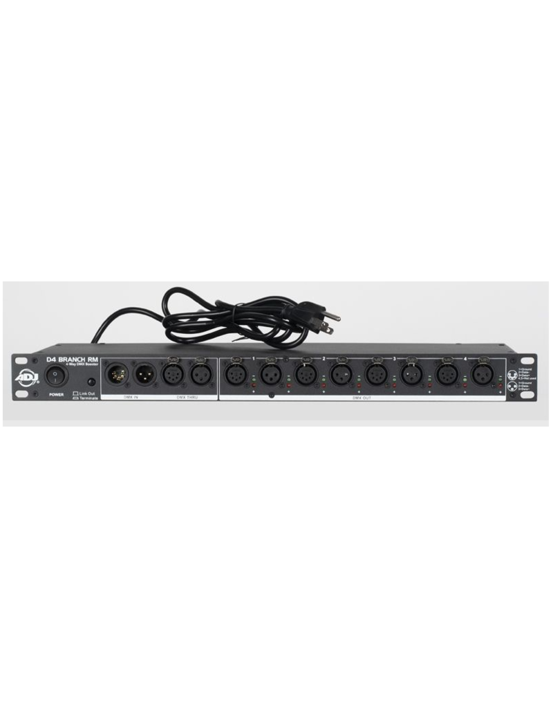 ADJ ADJ D4 Branch RM 4-Way DMX Distributor/Booster (D4B100)