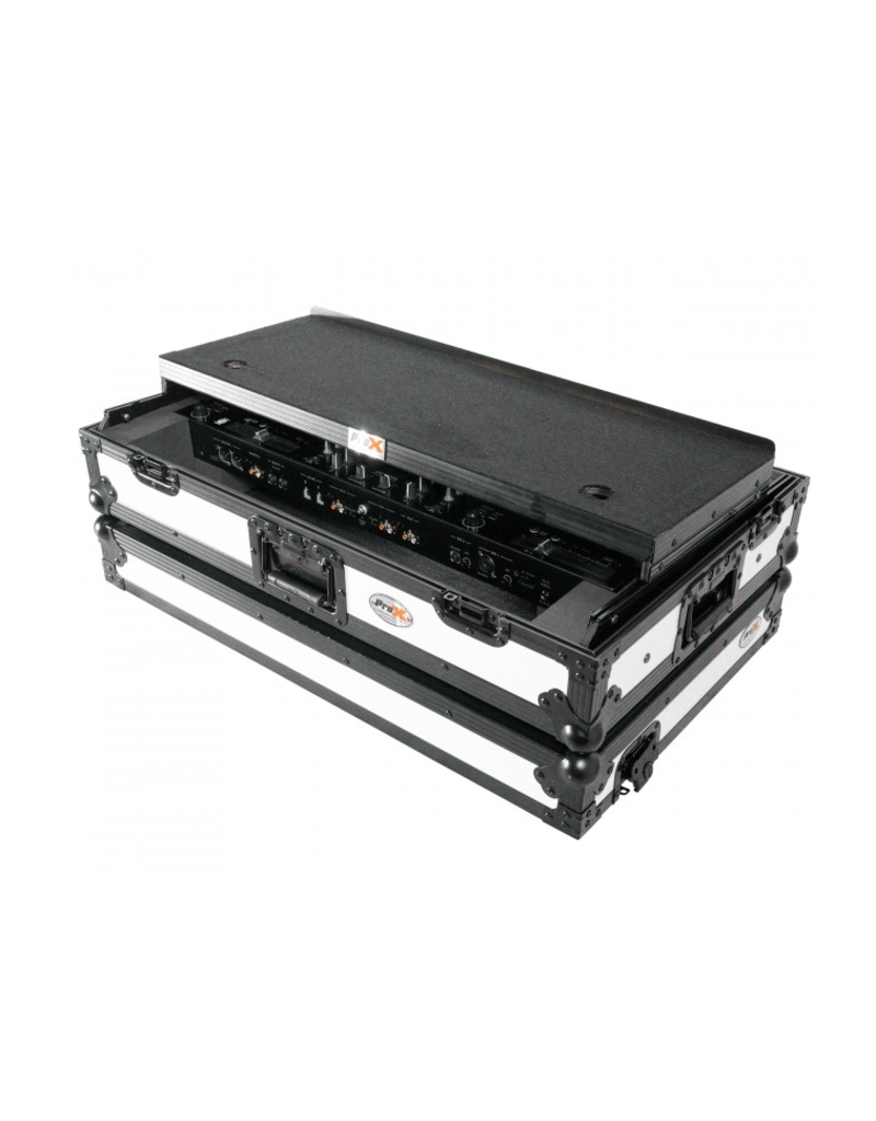 ProX ProX ATA Flight Style Road Case For Pioneer FLX10 or GRV6 w/ Laptop Shelf 1U Rack Space + Wheels White w/Black Finish ( XS-DDJFLX10WLTWH)