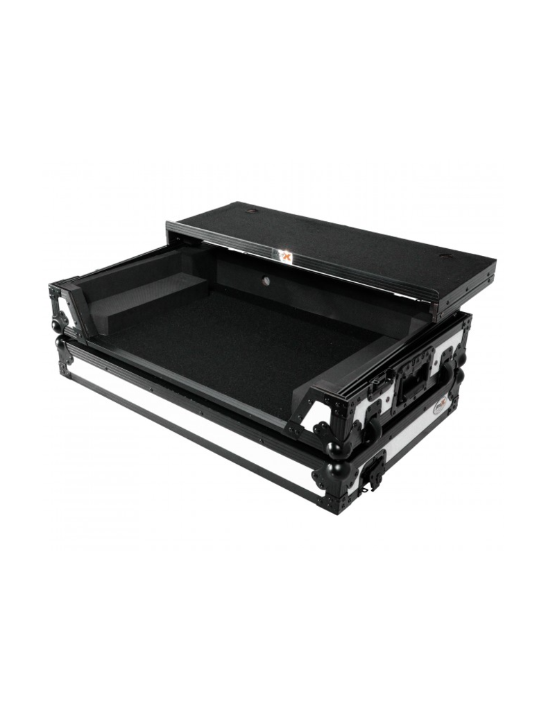 ProX ProX ATA Flight Style Road Case For Pioneer DDJ-FLX10 DJ Controller with Laptop Shelf 1U Rack Space and Wheels White Black Finish ( XS-DDJFLX10WLTWH)