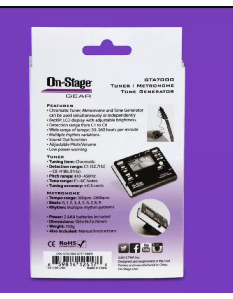 On-Stage On-Stage Chromatic Tuner/Metronome/Tone Generator (GTA7000)